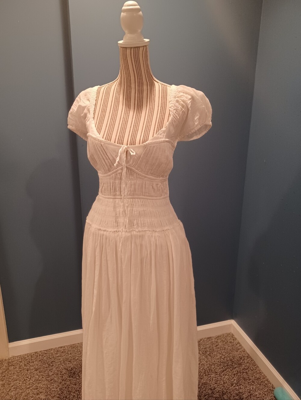 Freepeople Women's White Maxi Dress with Puff Sleeves